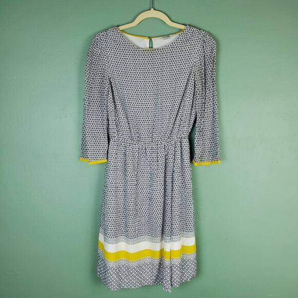 Boden Dresses & Skirts - Boden Midi Dolly Faux Wrap Dress Navy Yellow Size 6